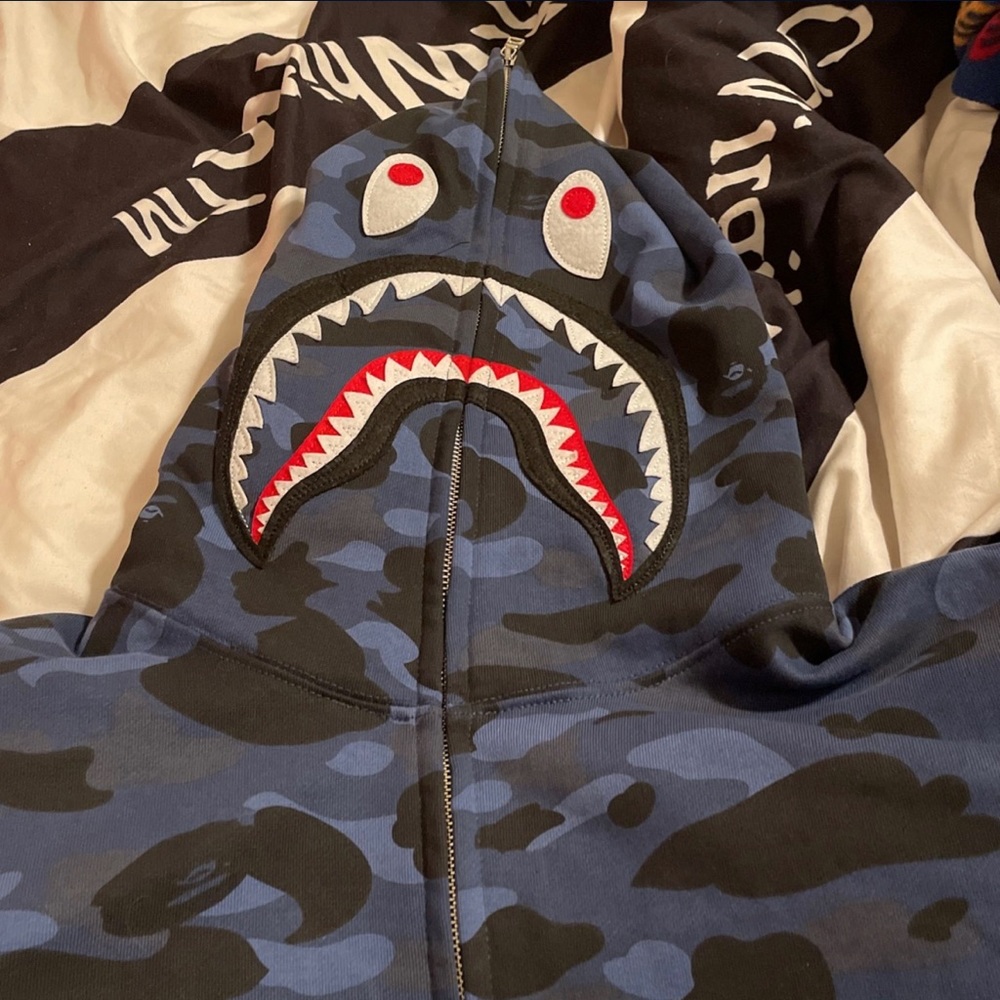 Navy blue bape hoodie